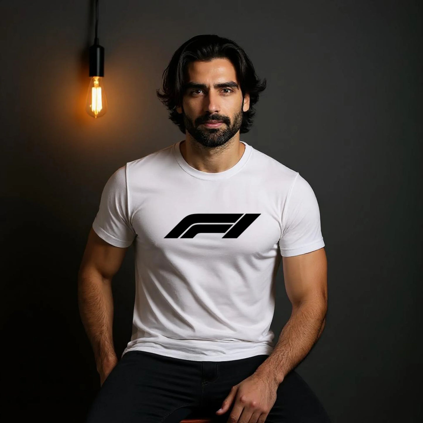 Cosmo Pitstop Crew Neck White | Black Label - Cosmo Attire