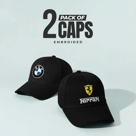 Embroidered Scuderria and Bmw Cap Pack of 2 - Cosmo Attire
