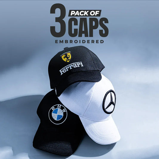 Embroidered Velocity Series Cap Pack of 3 - Cosmo Attire