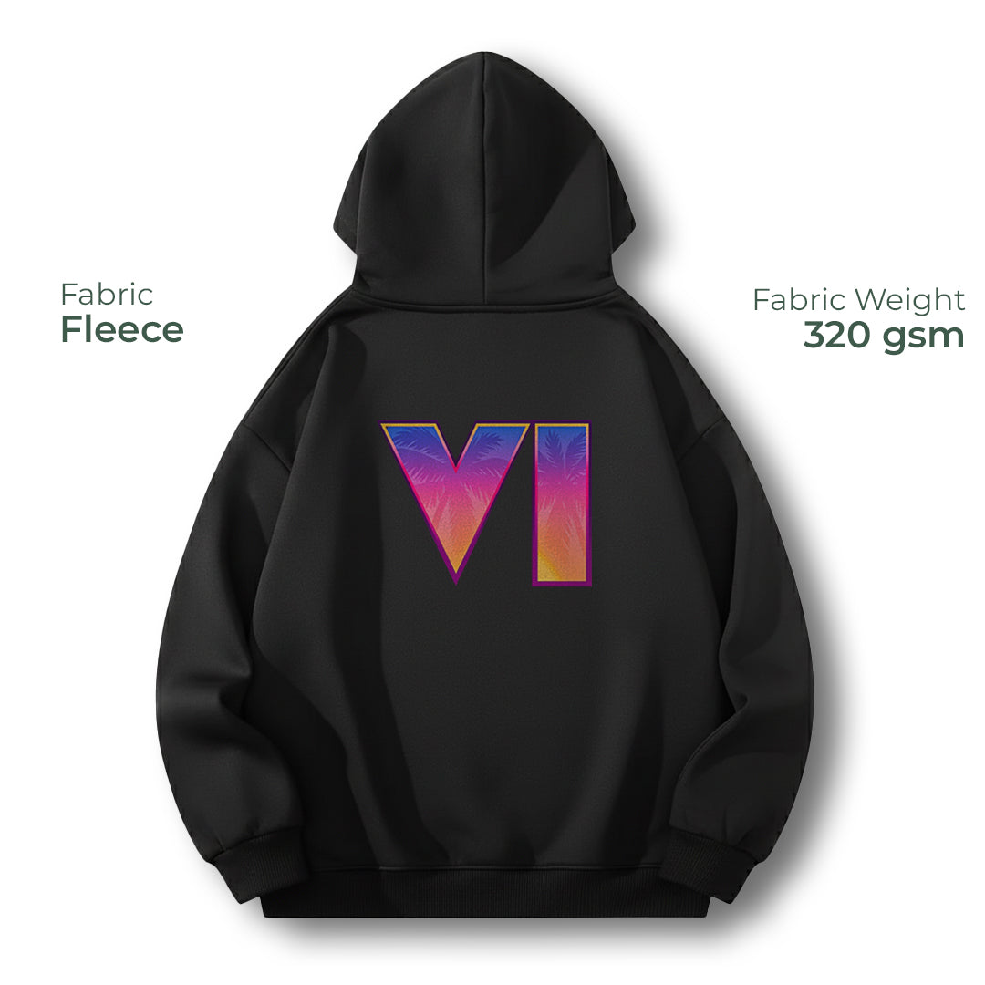 GTA Vl Inspired Hoodie - Black Black Fleece Cosmo Attire