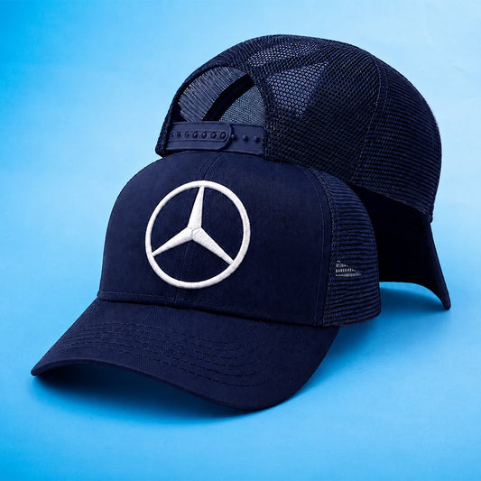 Embroidered Trucker Merc | Navy Navy Cotton-Mesh Cosmo Attire