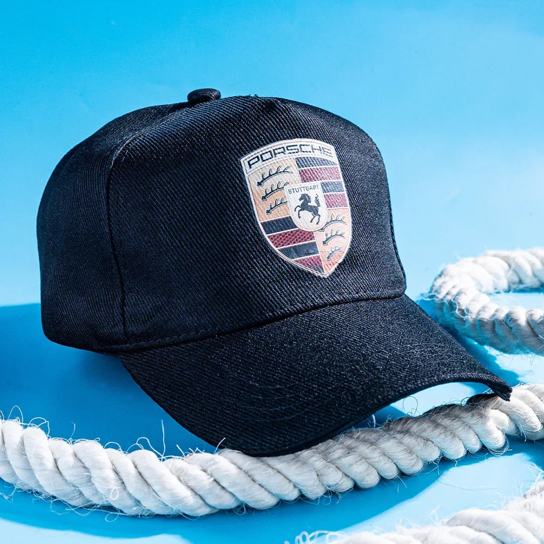 Printed Porsche Cap Black - Cosmo Attire