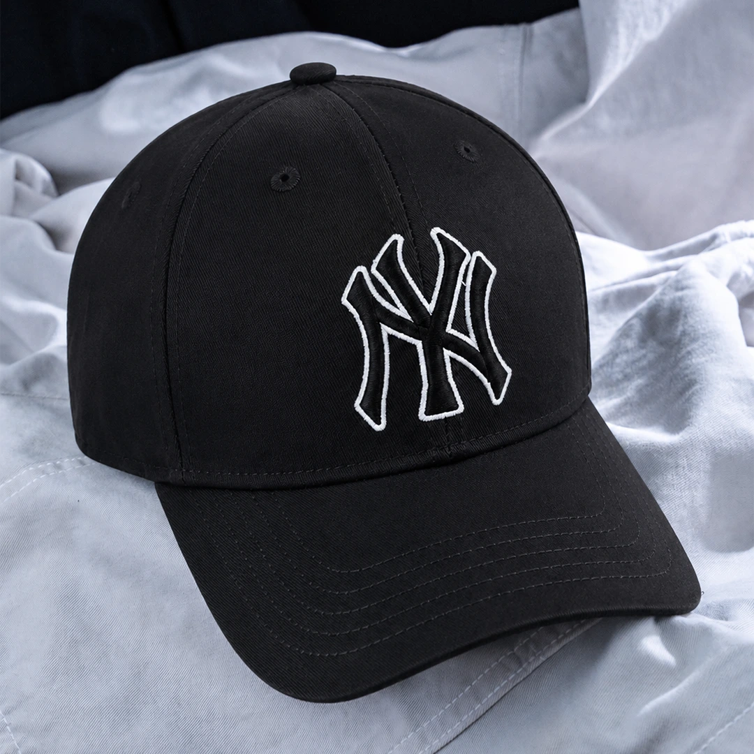 Embroidered NY Cap | Black Cotton Black Cosmo Attire