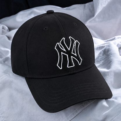 Embroidered NY Cap | Black Cotton Black Cosmo Attire
