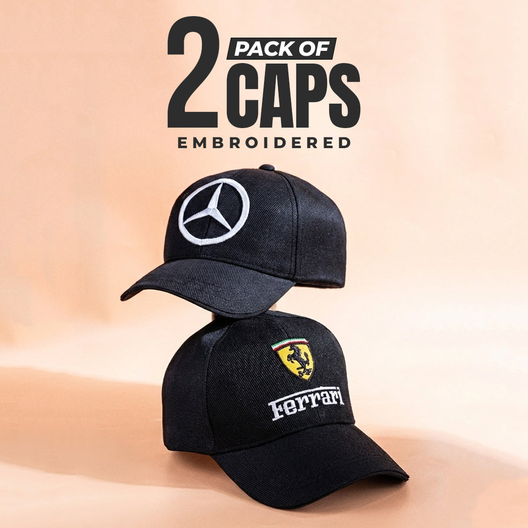 Embroidered  Scuderria and Merc Cap Pack of 2