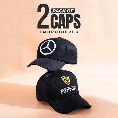Embroidered  Scuderria and Merc Cap Pack of 2