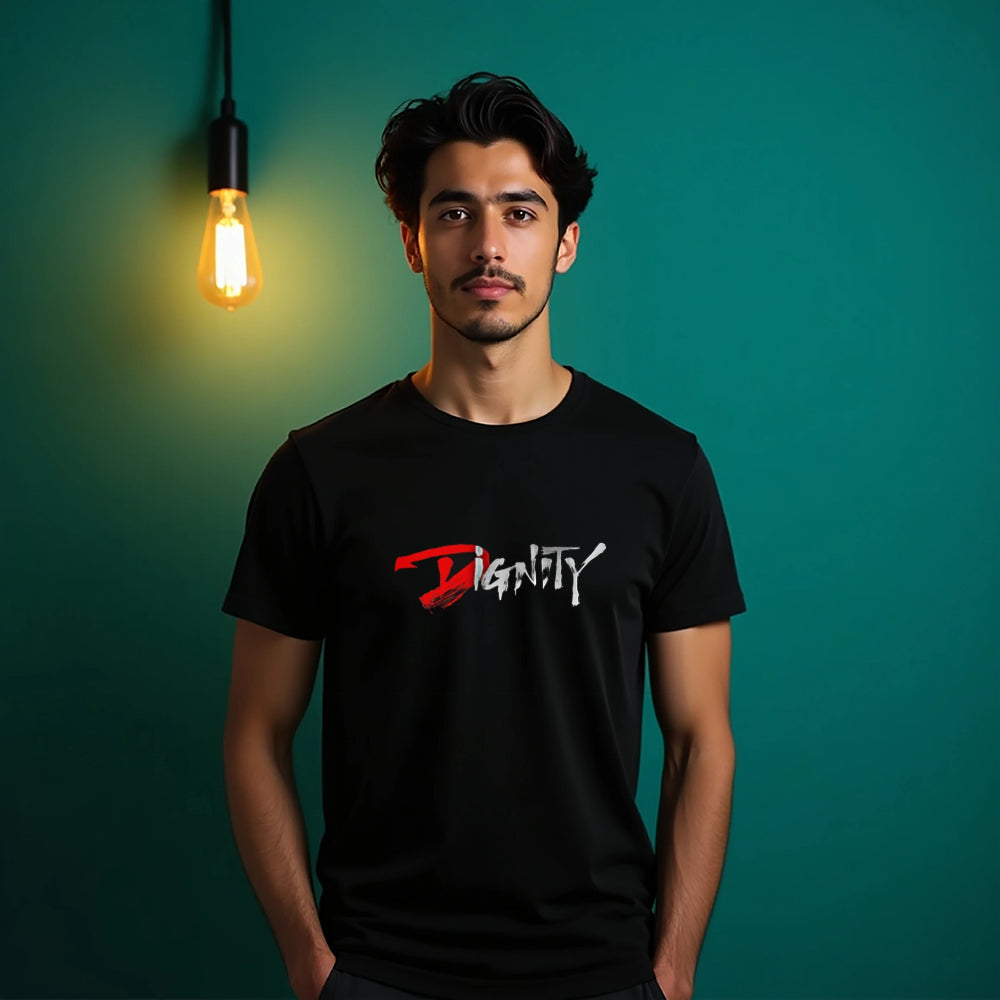 man wearing a shirt code dignity