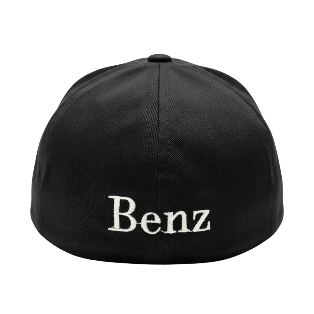 Black cap with 'Benz' embroidered on a white background