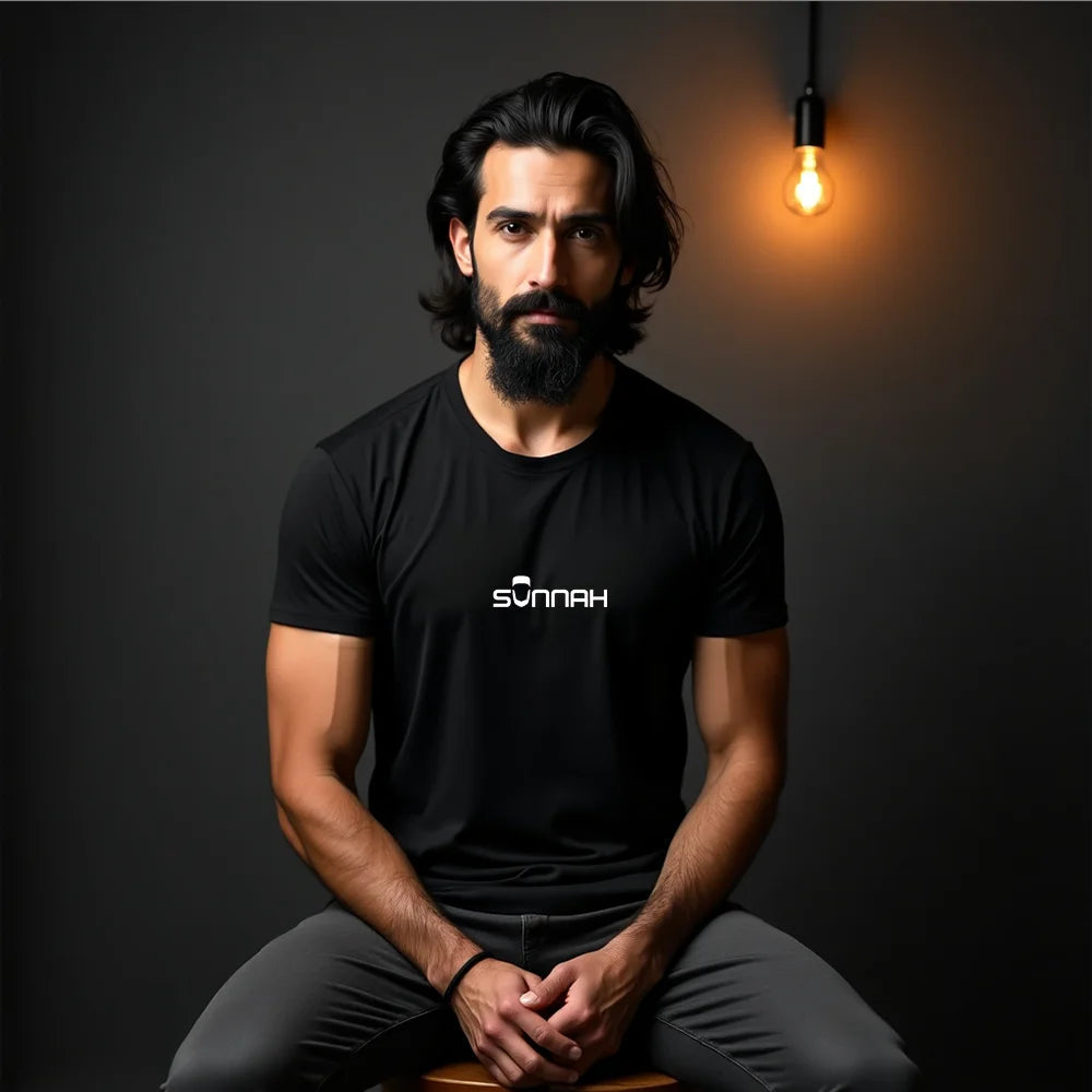 Cosmo Sunnah Statement Crew Neck | Black Cosmo Attire