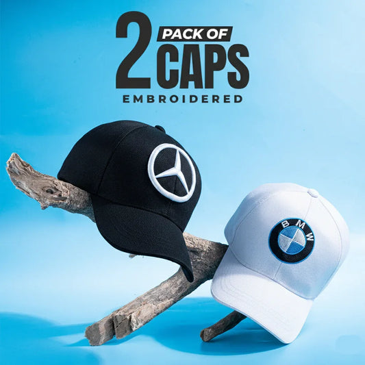 Embroidered Merc & BMW Cap Pack of 2 - Cosmo Attire
